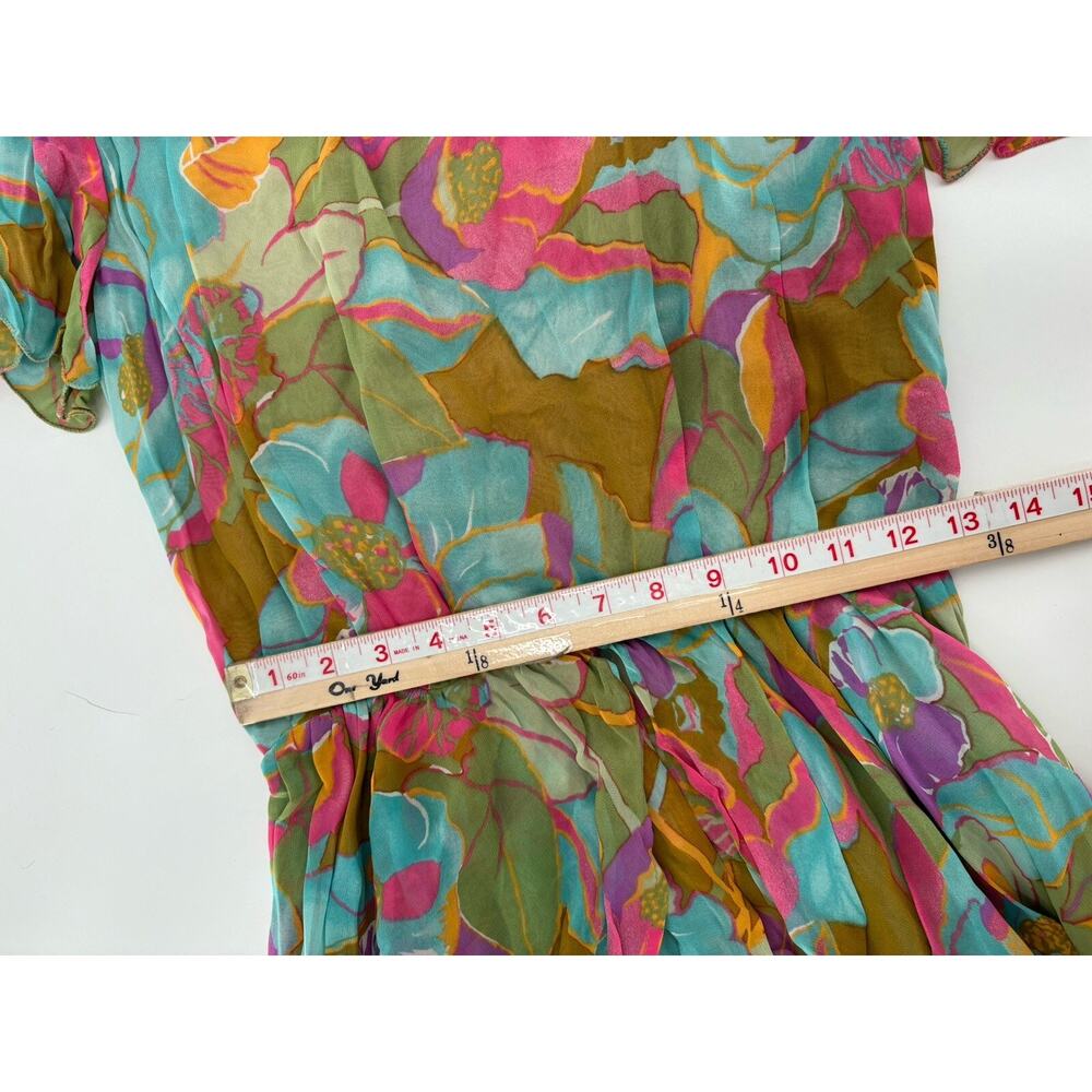Mila Schon Vintage Dress Blazer Womens 42 / 48 Multicolor Floral Ruffles Layered - Picture 15 of 16